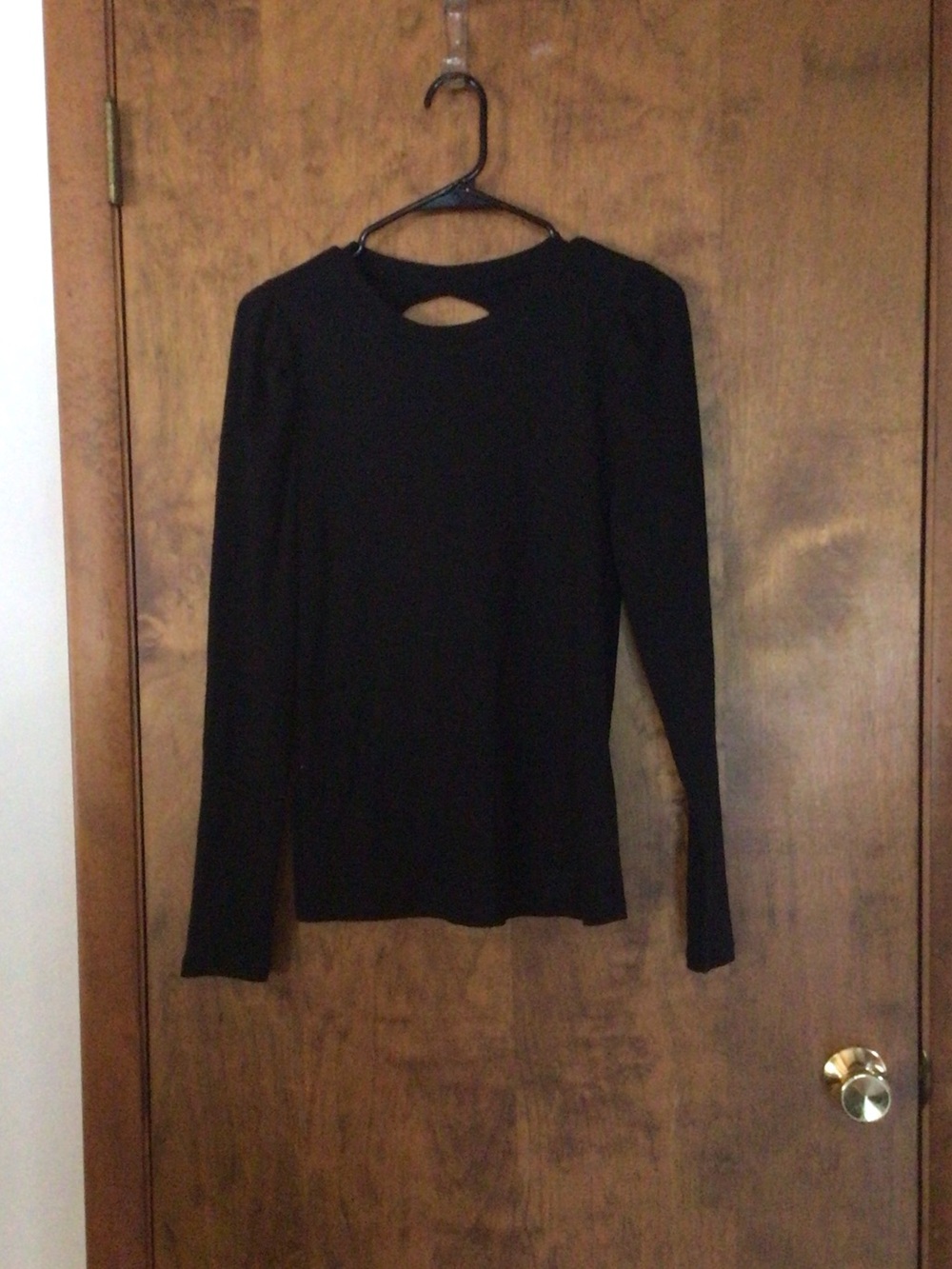 GAP Black Long-Sleeve Top with Front Keyhole